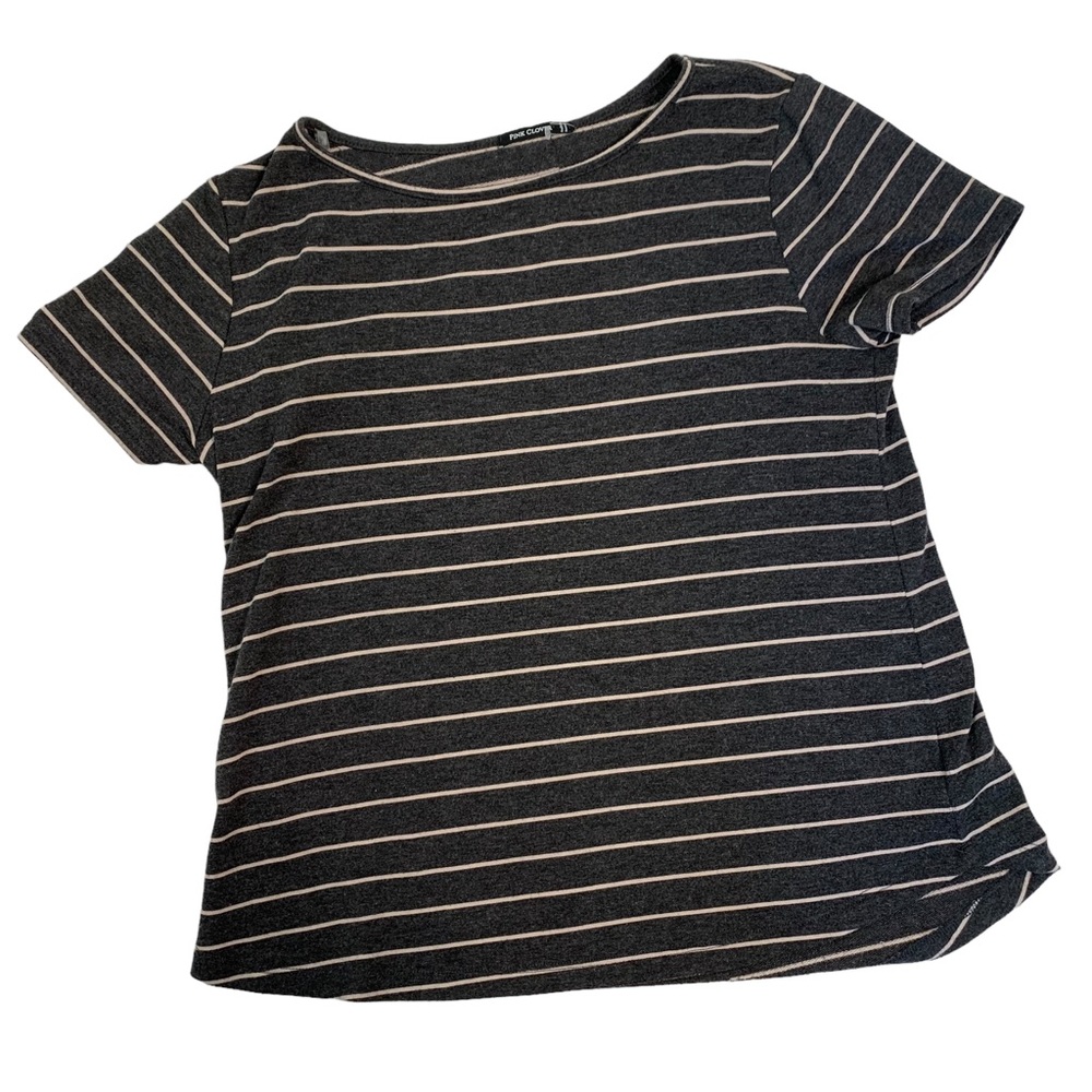 Pink Clover Stripe Button Back Top